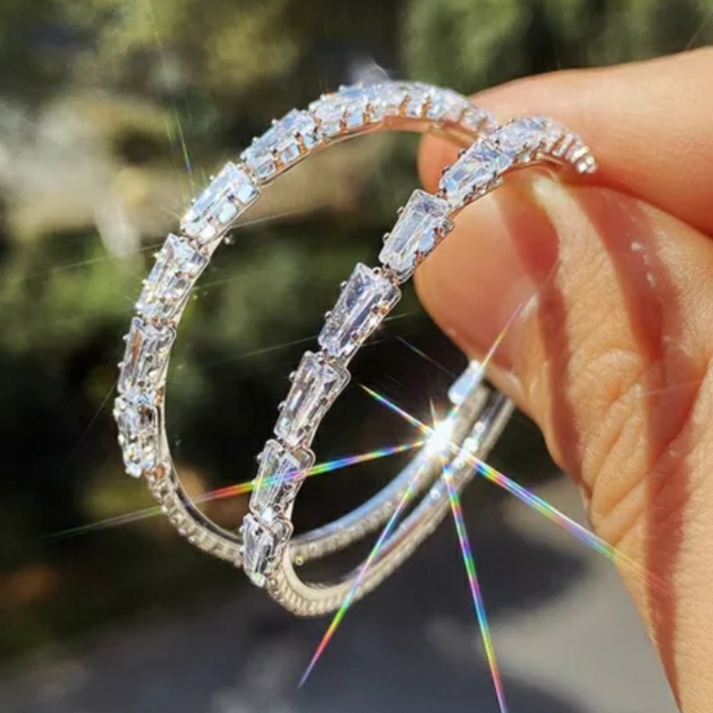 New Silver Geometric Hoop Earrings